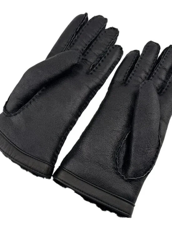 Gucci Glove Shearling Mouton Leather Gloves Black - Picture 2 of 8